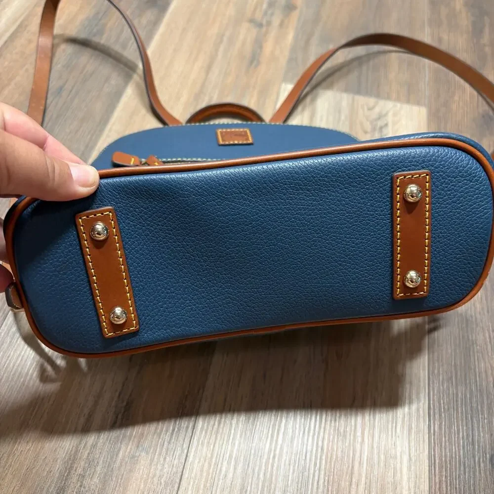 Dooney & Bourke Backpack Pebble Grain Jeans Blue Leather Pocket Adjustable Strap